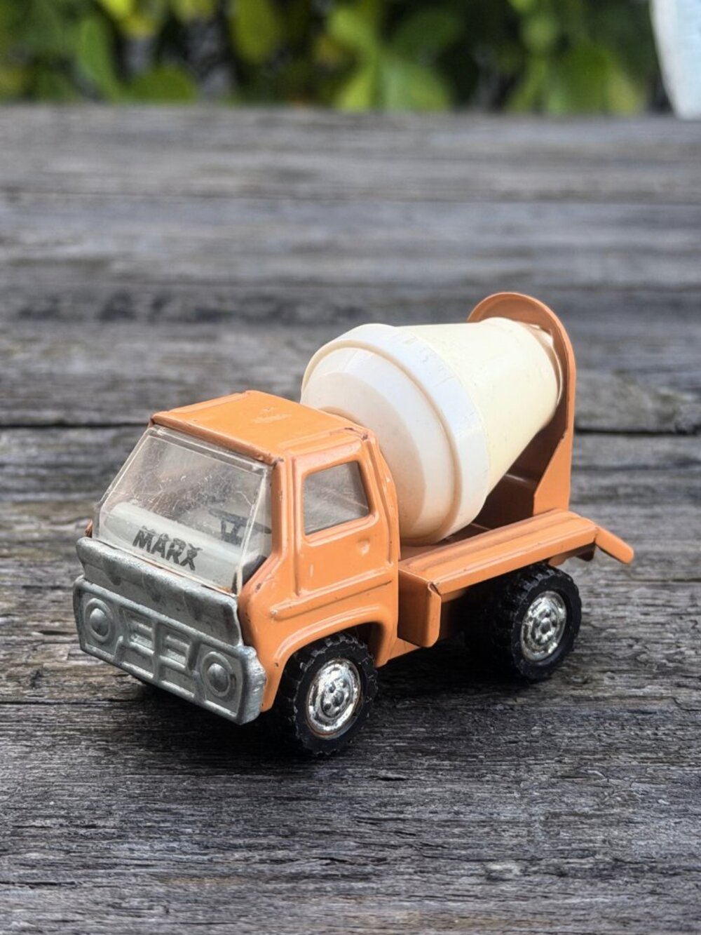 Vintage Marx Cement Mixer Truck Pressed Metal Steel Orange Tan 1960's